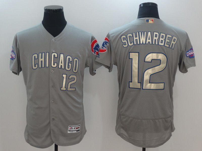 Custom Men Chicago Cubs Grey Champion gold character Elite 2021 MLB Jerseys